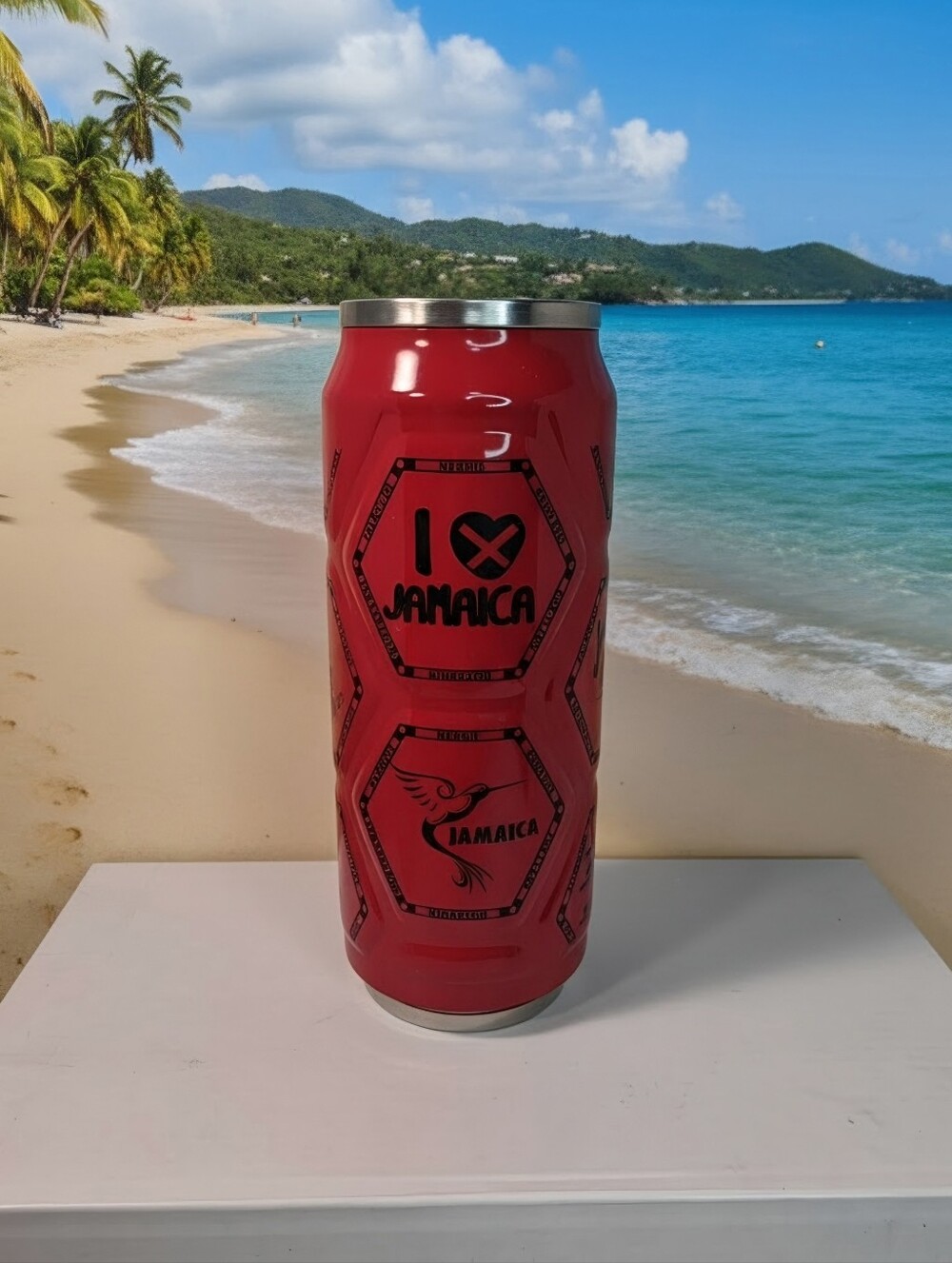 Jamaica "Jamaica Me Crazy" red thermal Travel Can Mug